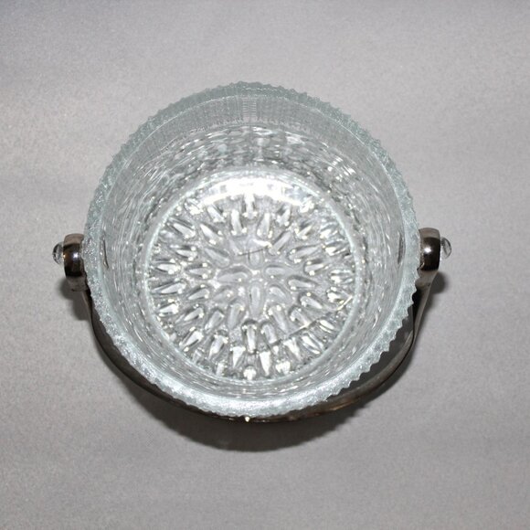 Vintage MCM French Crystal Ice Bucket with Silver Plated Ice Tongs | Teardrop - Picture 6 of 16